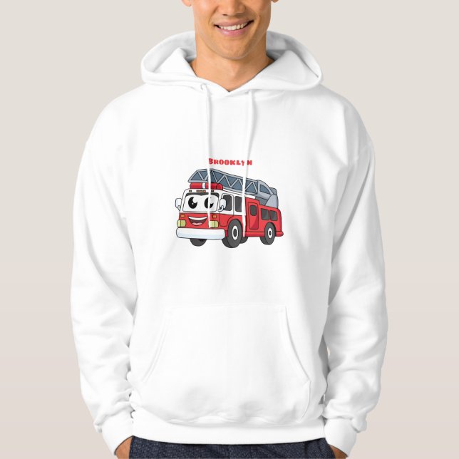 Cute happy fire engine cartoon hoodie (Front)