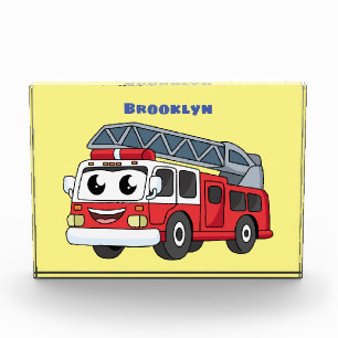 Cute happy fire engine cartoon photo block