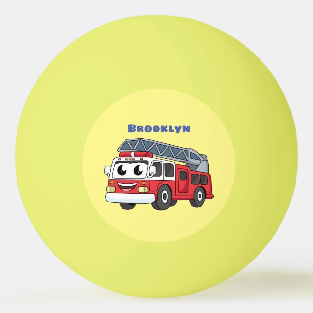 Cute happy fire engine cartoon ping pong ball (Front)