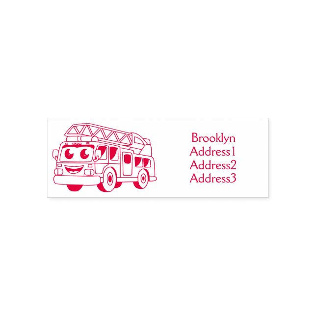 Cute happy fire engine cartoon self-inking stamp (Design)