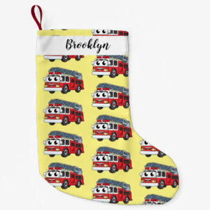 Cute happy fire engine cartoon small christmas stocking