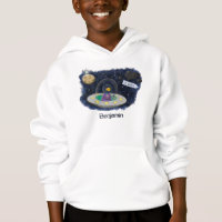Cute happy fish ufo space cartoon illustration