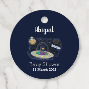 Cute happy fish ufo space cartoon illustration favour tags