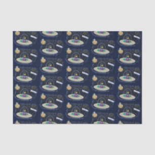 Cute happy fish ufo space cartoon illustration tissue paper