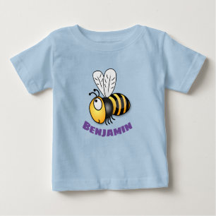 Cute happy flying bee yellow cartoon illustration baby T-Shirt