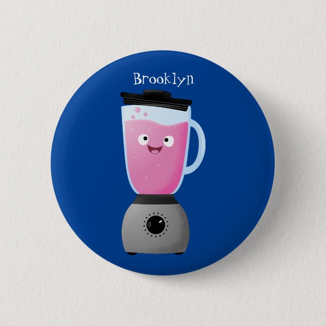 Cute happy food blender kitchen appliance cartoon 6 cm round badge (Front)