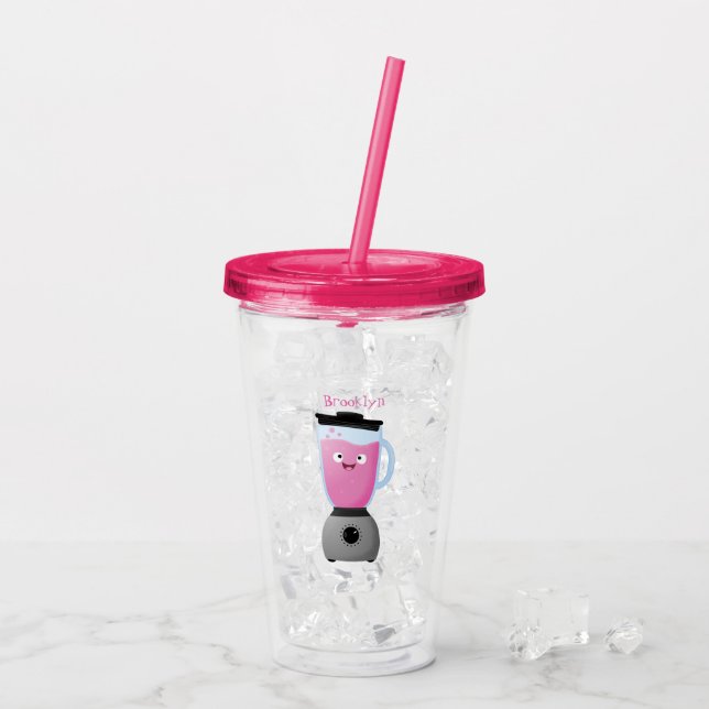 Cute happy food blender kitchen appliance cartoon acrylic tumbler (Back Ice)