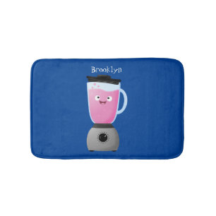 Cute happy food blender kitchen appliance cartoon bath mat