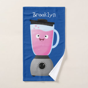 Cute happy food blender kitchen appliance cartoon bath towel set
