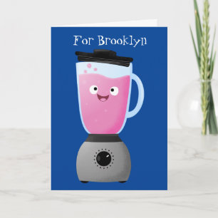 Cute happy food blender kitchen appliance cartoon card