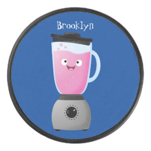 Cute happy food blender kitchen appliance cartoon hockey puck