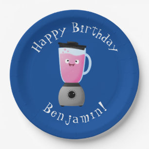 Cute happy food blender kitchen appliance cartoon paper plate
