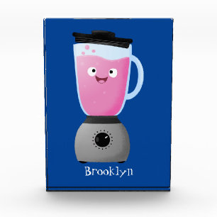 Cute happy food blender kitchen appliance cartoon photo block
