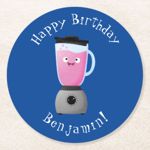 Cute happy food blender kitchen appliance cartoon round paper coaster