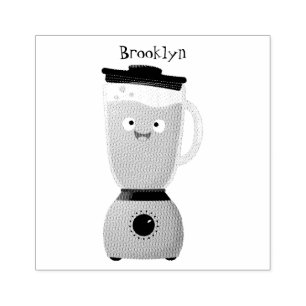 Cute happy food blender kitchen appliance cartoon rubber stamp