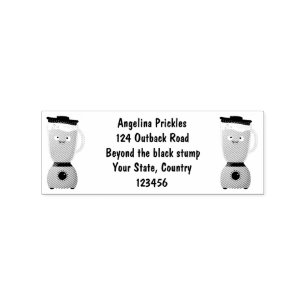 Cute happy food blender kitchen appliance cartoon rubber stamp