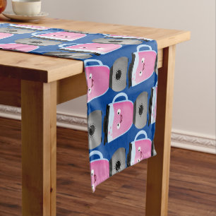 Cute happy food blender kitchen appliance cartoon short table runner