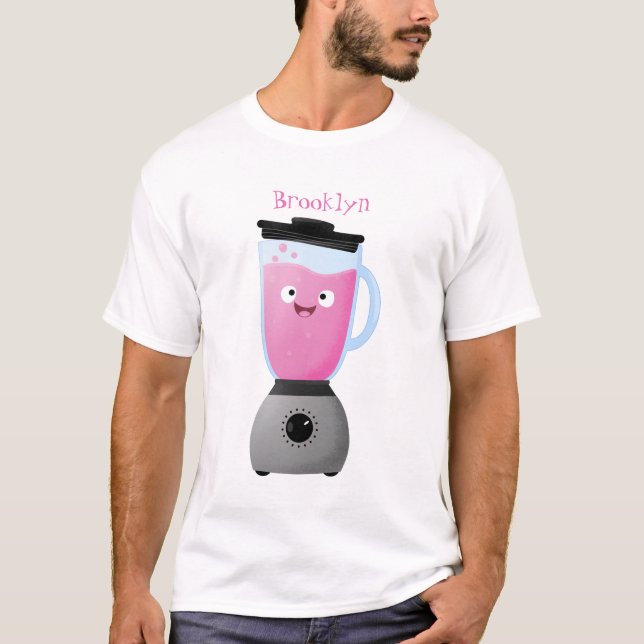 Cute happy food blender kitchen appliance cartoon T-Shirt (Front)