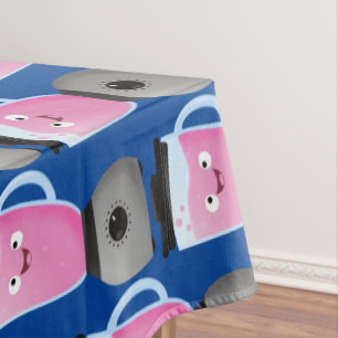 Cute happy food blender kitchen appliance cartoon tablecloth