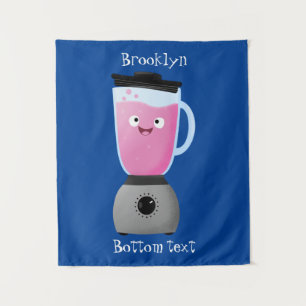 Cute happy food blender kitchen appliance cartoon tapestry