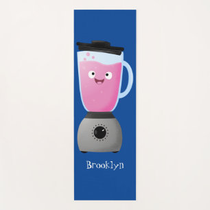 Cute happy food blender kitchen appliance cartoon yoga mat