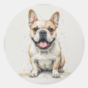Cute Happy French Bulldog Pet Animal Classic Round Sticker
