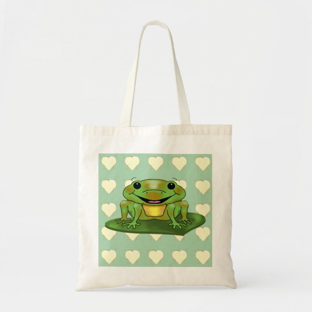 Cute & Happy Frog Budget Tote Bag (Front)