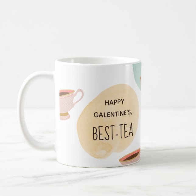 Cute happy galentine's best-tea friends mug (Left)