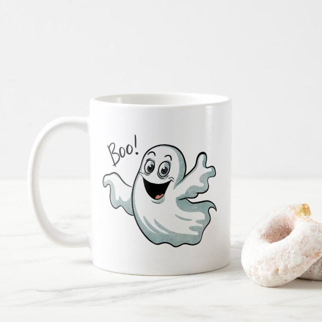 Cute Happy Ghost Coffee Mug (With Donut)