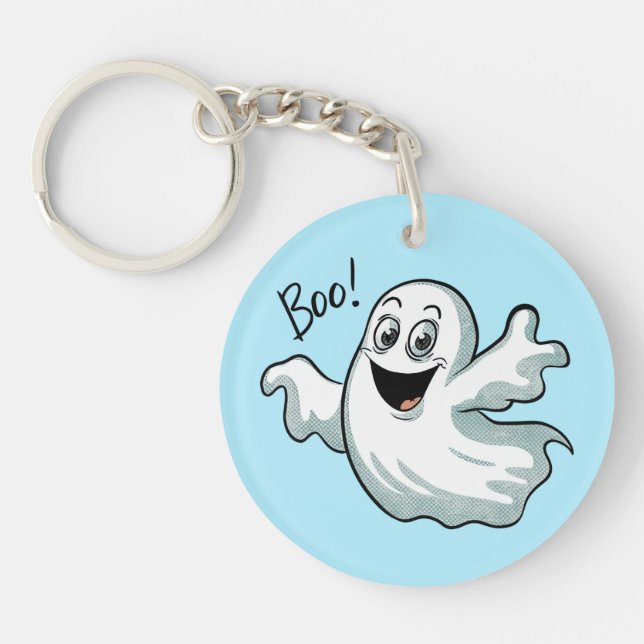 Cute Happy Ghost Key Ring (Front)