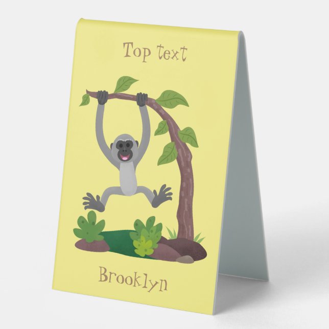 Cute happy gibbon ape cartoon illustration (Front)