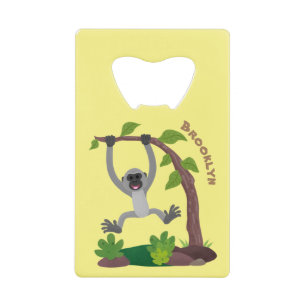Cute happy gibbon ape cartoon illustration