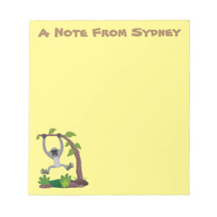 Cute happy gibbon ape cartoon illustration notepad