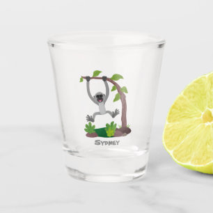 Cute happy gibbon ape cartoon illustration shot glass