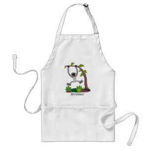Cute happy gibbon ape cartoon illustration standard apron