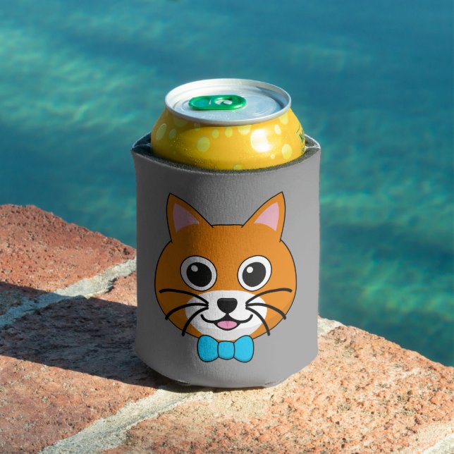 Cute Happy Ginger Cat with Papillon Can Cooler (In Situ Pool)