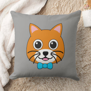 Cute Happy Ginger Cat with Papillon Cushion