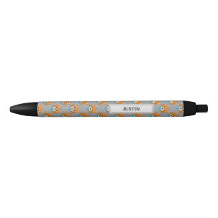 Cute Happy Ginger Cat with Papillon   Personalise Black Ink Pen