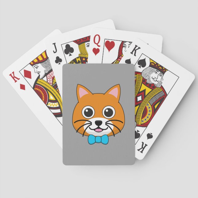 Cute Happy Ginger Cat with Papillon Playing Cards (Back)
