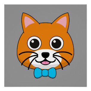 Cute Happy Ginger Cat with Papillon Poster