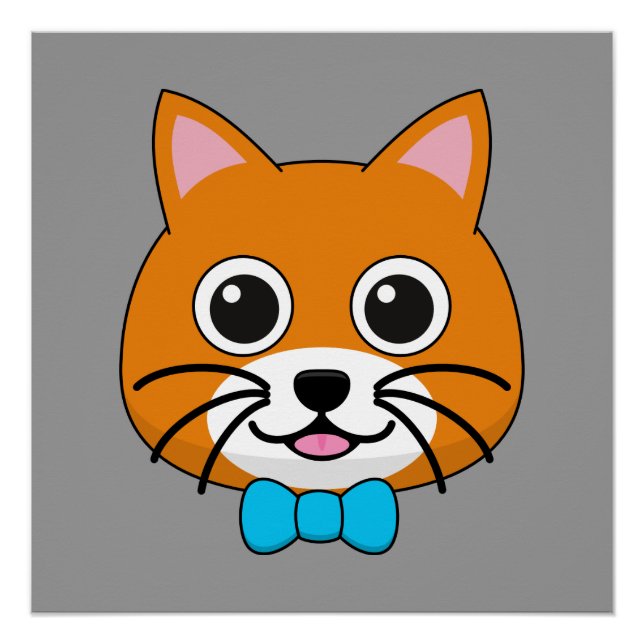 Cute Happy Ginger Cat with Papillon Poster (Front)