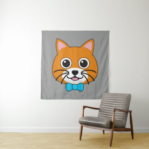 Cute Happy Ginger Cat with Papillon Tapestry