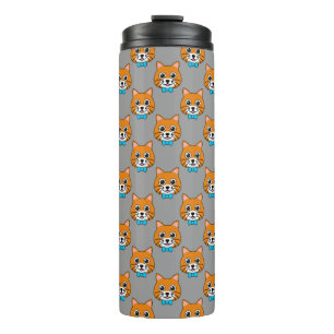 Cute Happy Ginger Cat with Papillon Thermal Tumbler