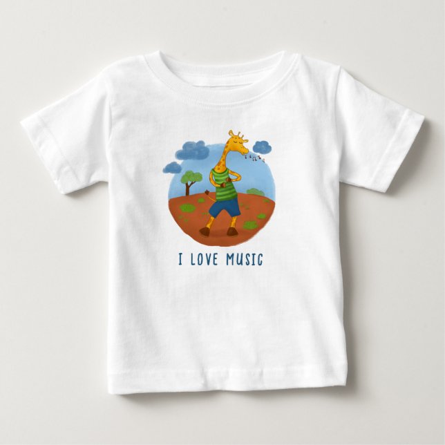 Cute Happy Giraffe Cartoon Personalized T-Shirt (Front)