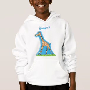 Cute happy giraffe with butterfly cartoon