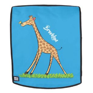 Cute happy giraffe with butterfly cartoon backpack
