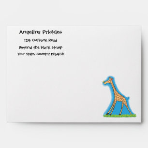 Cute happy giraffe with butterfly cartoon envelope