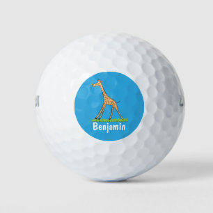 Cute happy giraffe with butterfly cartoon golf balls