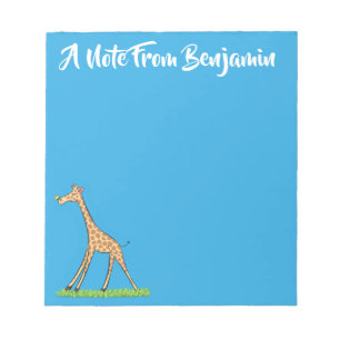 Cute happy giraffe with butterfly cartoon notepad