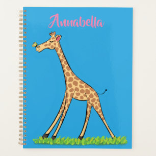 Cute happy giraffe with butterfly cartoon planner